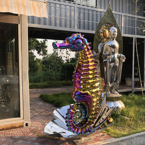 Escultura de Fuente de Caballito de Mar de Fibra de Vidrio para Exteriores - Product Image 5