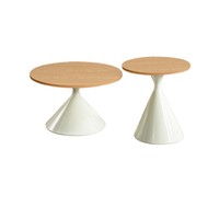 Table basse ronde en bois massif crème, style minimaliste moderne, multifonctionnelle et mobile pour petits appartements