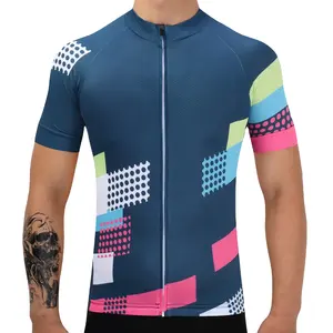 Ücretsiz tasarım özel kısa kollu tam Zip bisiklet Jersey, erkekler örgü kumaş yarış kesim bisiklet jersey