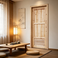 Porte de chambre à persiennes en sapin massif, style pastoral léger, en bois naturel durable pour résidence familiale