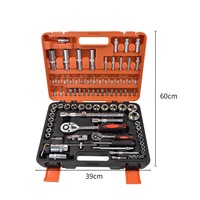 Jeu de clés à douilles OEM 94 pièces en acier au carbone traité thermiquement, noir, 1/2 et 1/4 pouce, pour réparation automobile