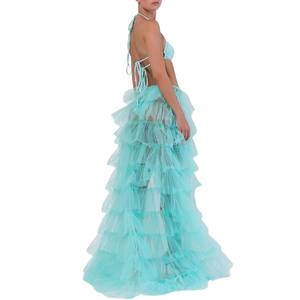 Robe de bal <span class=keywords><strong>Tutu</strong></span> en mousseline de soie au crochet pour femmes robe Maxi <span class=keywords><strong>jupe</strong></span> longue décontractée transparente couches à volants fente maille mariages à séchage rapide - Product Image 6