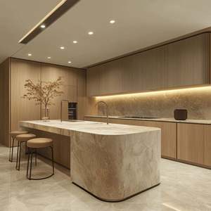 Modern Luxury Kitchen <b>Cabinet</b> <b>Light</b> Stainless Steel Stove Integration Whole House Wall Design MDF PVC Glass Panel Custom Made - Product Image 6