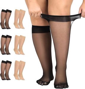 <span class=keywords><strong>Calze</strong></span> al ginocchio trasparenti taglie forti da donna, per polpacci larghi, in nylon sottile 10D, antiscivolo, sexy, lunghe, taglia unica - Product Image 1