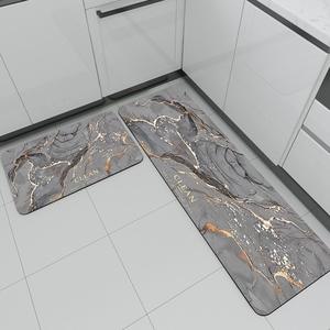 Ensemble de tapis de cuisine en terre de diatomée marbrée nordique, rectangulaires, antidérapants, absorbants l'eau, faciles à nettoyer, tapis de sol pour la maison - Product Image 1