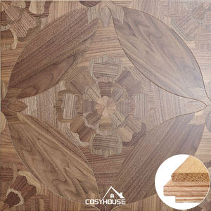 Suelo de parquet multicapa de roble blanco y nogal negro de lujo personalizado Cosyhouse suelo de ingeniería con patrón de hoja de Color personalizado para - Product Image 1