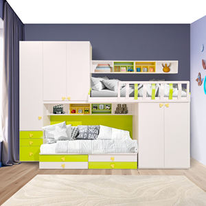 Composizione GIESSEGI MEZZANINE BEDROOM MODEL JOB RUGBY BIANCO/PERLA E GIALLO OPACO - Product Image 1