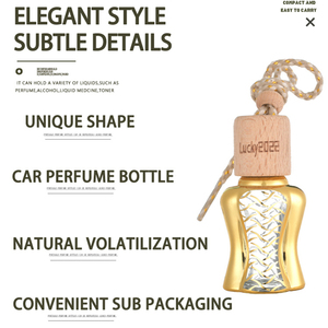 ANLN-botellas de Perfume colgantes para coche, accesorio de vidrio tipo calabaza, tapa de madera redonda, difusor de 12ml, novedad - Product Image 4