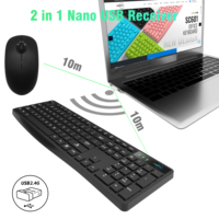 2.4GHz sessiz USB kablosuz klavye ve fare seti tam boyutlu yeni durum fare ve klavye Combo