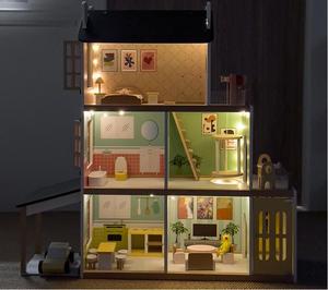 In legno fai da te incandescente casa delle bambole Set Mini modello di moda mobili in legno accessori educativi per gioco finto giocattolo ragazze bambini - Product Image 2