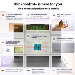 ThinkBook14 <span class=keywords><strong>Evo</strong></span> Portátil de 14 Pulgadas <span class=keywords><strong>Intel</strong></span> <span class=keywords><strong>Core</strong></span> I5/<span class=keywords><strong>I7</strong></span> con Gráficos Integrados, Pantalla Delgada de 2880x1800, Almacenamiento SSD, Inalámbrico, 1 Año de Garantía - Product Image 2