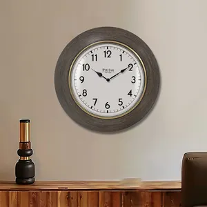 Neues Design anpassbare Wanduhr Kunststoff Material Holzstil 12 Zoll kreisförmige dekorative Uhr für Haus oder Büro Großhandel