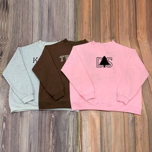 Sweat-shirt col montant personnalisé en coton épais, style streetwear, pull brodé en molleton, coupe oversize, gris, pour femme - Product Image 5