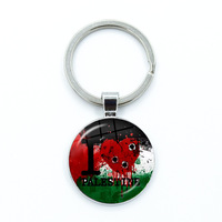 Llavero con Diseño de Mapa de la Bandera de Palestina, Colgante de Cristal con Domo, Paloma de la Paz Anti-Guerra, Decoración para Solapa, Recuerdo, Regalo