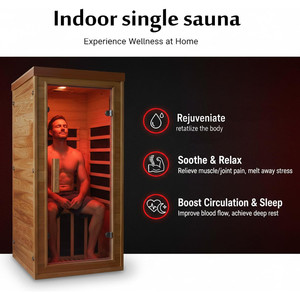 <span class=keywords><strong>Sauna</strong></span> infrarouge de haute qualité pour 1 personne, 1300W, 110V, intérieur, en bois, avec thérapie par lumière rouge - Product Image 4