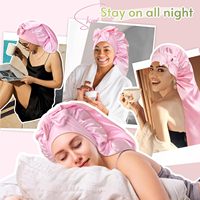 Bonnet de nuit en satin de soie extra long avec logo personnalisé pour femmes, double couche pour tresses, dreadlocks, cheveux bouclés, bonnet de sommeil ajustable