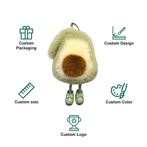 Wholesale Customizable Cartoon Lovely Soft Avocado Pom Pom Plush Keychains Women Bag Car Pendant Custom Plush Keychain - Product Image 2