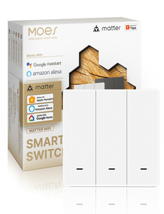 MOES Tuya Matter WiFi Interruptor de luz inteligente Versión DE LA UE Aplicación de control remoto Funciona con <span class=keywords><strong>Alexa</strong></span> Google Home <span class=keywords><strong>Apple</strong></span> Homekit - Product Image 1