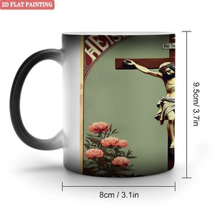 Mug en céramique 11oz noir givré sensible à la chaleur, tasse vierge pour sublimation - Product Image 1