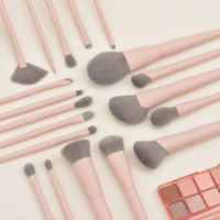 DailyQueen 19pcs Set Kuas Makeup Pink Bulu Nilon Aplikator Kosmetik Wajah Mata Kuas Kipas Pipih Smudge Kuas Sudut