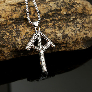 yunnique Nordic Viking Rune <b>Cross</b> Pendant Stainless Steel Necklace Men's Retro Fashion Jewelry - Product Image 3