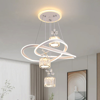 Cuisine îlot linéaire LED suspension cristal fleurs ombre restaurant suspension barres de lampe décor à la maison moderne lustre acrylique