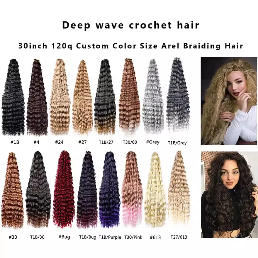 24inch 100g sâu sóng Crochet tóc Ombre sâu hộp bện xoắn đại dương sóng nước tổng hợp bện phần mở rộng tóc