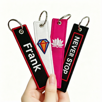 Porte-clés en tissu personnalisable avec nom brodé, écologique, en fer, pour cadeaux, vente en gros