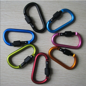 Mousqueton en alliage d'aluminium en forme de D, 8 cm, verrouillable, à dégagement rapide, pour sac à dos, bouteille d'eau, porte-clés, utilisation en extérieur - Product Image 1
