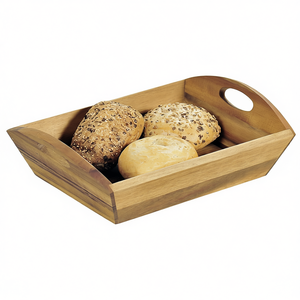 Bread Storage <b>Basket</b> Wooden <b>Rectangular</b> With Handle For Kitchen Use - Product Image 2