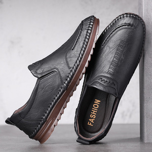 Mocasines de Cuero para Hombre, Estilo Slip-On, Punta Redonda, Forro de Malla, Suela de Goma, Zapatos Casuales para Todas las Temporadas - Product Image 2