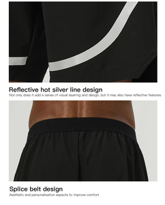 Shorts de sport pour hommes personnalisés haut de gamme, alternative aux grandes marques, extensibles dans quatre directions, séchage rapide, respirants, décontractés, réfléchissants - Product Image 6