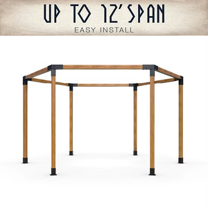 Pergola Hexagon Gazebo Support Kit 3-Way Heavy Duty Dome Corner Bracket Boiseries DIY Post Base Poutres en bois pour Patio Log Cabin - Product Image 4