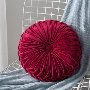 Cojín plisado hecho a mano de estilo nórdico, almohada de felpa de calabaza, Color sólido - Product Image 4