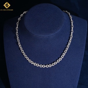 Trendy Hip Hop <b>Iced</b> <b>Out</b> VVS Moissanite Paperclip <b>Chain</b> Necklace Rhodium Plated Diamond Tester Proof Hip Hop Infinity Link <b>Chain</b> - Product Image 5
