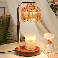 Chauffe-cire électrique moderne en verre, bois et métal en forme de fleur, avec minuterie et lumière réglable, cadeau d'anniversaire