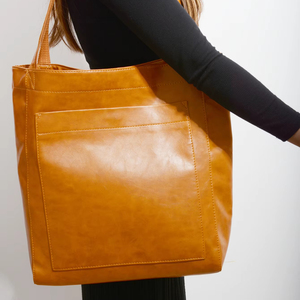 Women's PU <b>Soft</b> <b>Leather</b> Hand <b>Bags</b> Oil Wax <b>Leather</b> Large Capacity Single Shoulder <b>Bags</b> Minimalist Luxury Tote <b>Bag</b> Pocket Ladies - Product Image 2