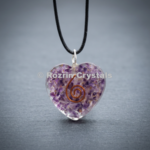 2019 New Design Amethyst Heart <b>Orgonite</b> Pendant - Product Image 2