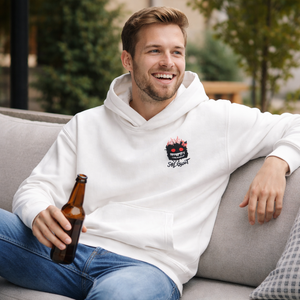 Sudadera con Capucha Personalizada para Hombre con Gráfico de Monstruo Sonriente, Sudadera Blanca de Algodón Oversize, Estilo Urbano Informal para Uso Diario - Product Image 5
