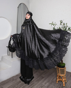 Trang Phục Nhà Sản Xuất Ren Màu Đen Satin Eid Ramadan Thờ Phượng Telekung Hồi Giáo Cầu Nguyện Hai <span class=keywords><strong>Pcs</strong></span> Bộ Truyền Thống Hồi Giáo Quần Áo - Product Image 3