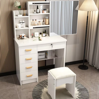 Ensemble commode et miroir Tokado pour chambre à coucher, coiffeuse de maquilleuse avec lampe