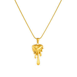 Irregular Heart Geometric Pendant Stainless Steel Necklace Gold Plated Snake Chain Fashion Jewelry For Women - Product Image 5