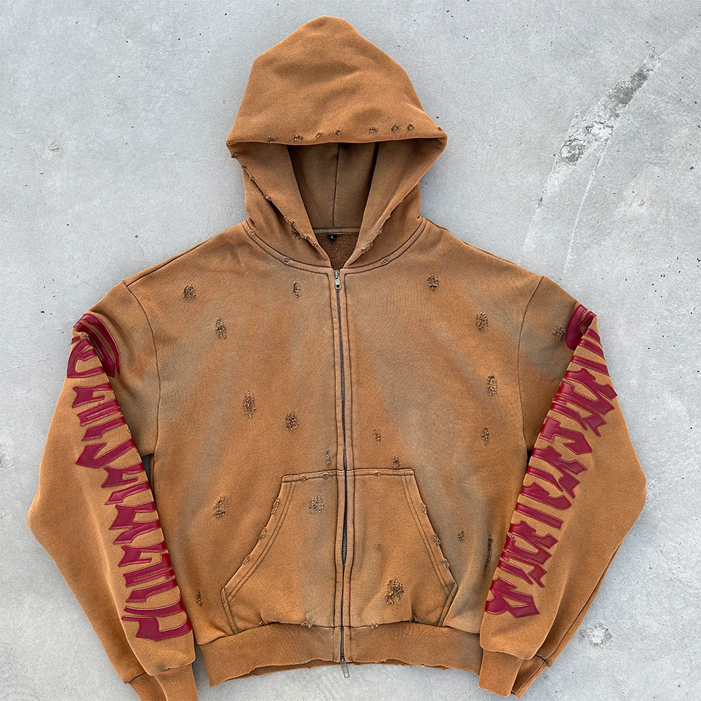 トップス SUPPLIER Leather Patch ZIp Hoodie Tribal Leather Patch Zip Hoodie｜SUPPLIER｜フーディー