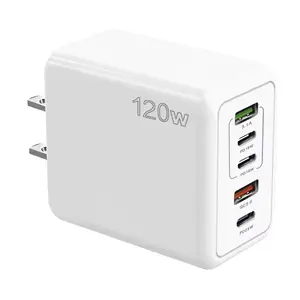 120W Fast Wall Charger EU UK US Plug 5 Ports USB Charging Station Power Adapter 3PD Type C And 2 USB A Mobile Phone Chargers