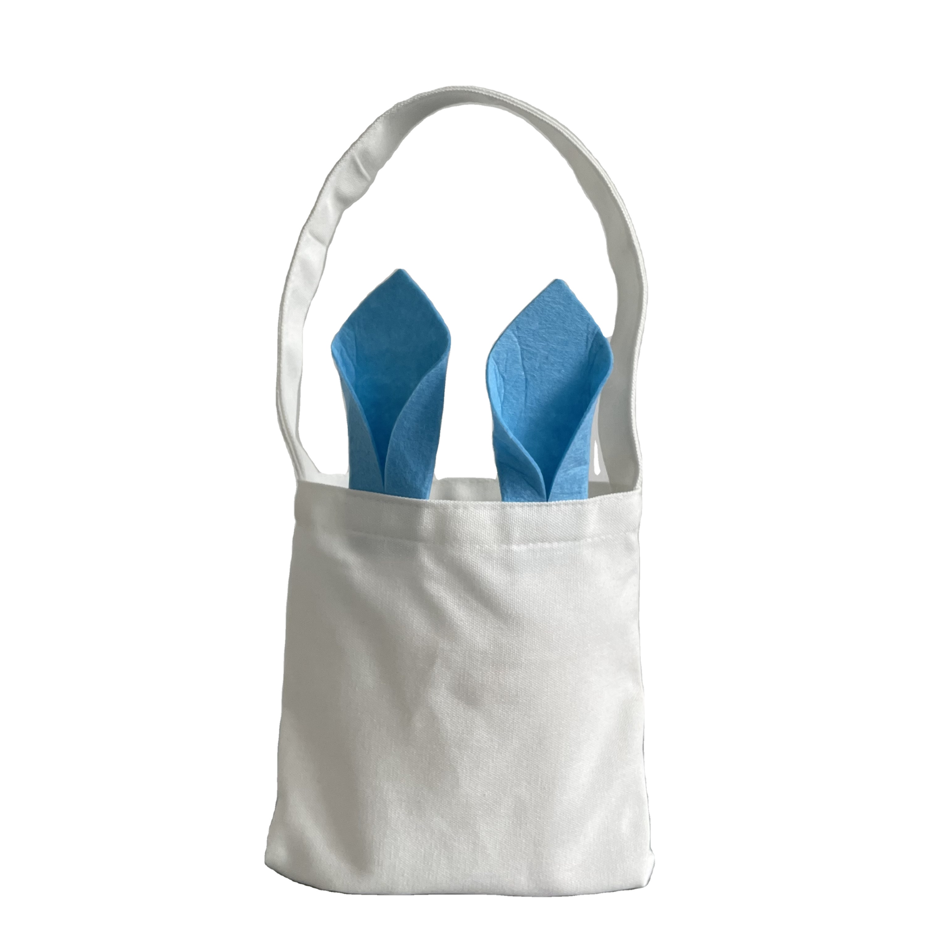 Сумочка в виде белого кролика со склада в США, 100% толстый полиэфир, пустые сублимационные пасхальные корзины в форме кролика для сублимационной печати