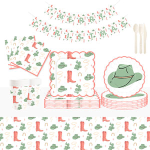JIALIN - Artículos Decorativos para Fiestas Temáticas del Faro del Oeste, para la Cena Familiar: Platos y Vasos Desechables de Papel - Product Image 1