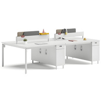 Poste de travail de bureau individuel moderne en bois avec cloison de séparation pour employés, ensemble de mobilier de bureau blanc