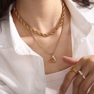 Collar con colgante de corazón con perlas de imitación, cadena dorada para mujer, regalo, joyería, accesorio de moda - Product Image 4