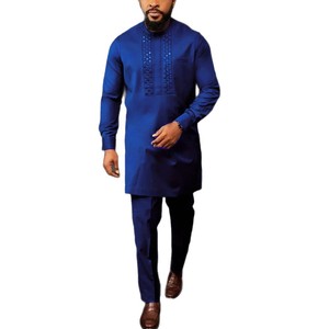 Conjunto de Dos Piezas de Túnica Thawb <span class=keywords><strong>para</strong></span> Hombre, Estilo Étnico <span class=keywords><strong>Africano</strong></span>, con Cuentas, de Poliéster Vintage, Ropa Elegante de Verano, Talla 4XL - Product Image 6