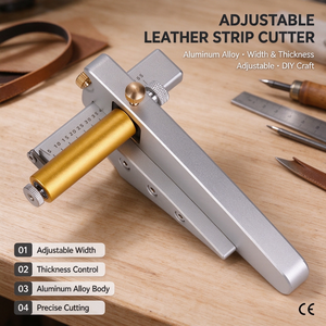 Coupe-cordons en cuir réglable, machine de découpe manuelle, largeur maximale 6,5 cm, épaisseur 6 mm, outil de travail du cuir pour la fabrication de ceintures/sangles DIY - Product Image 1